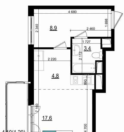 Студия, 35.9 м2, 11/25 эт. Одинцово