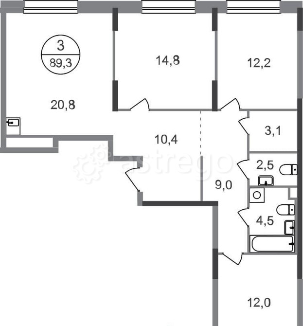 3-комн. квартира, 89 м2, 1/17 эт. Москва - изображение 1