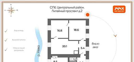 4-комн. квартира, 80.7 м2, 3/3 эт. Санкт-Петербург