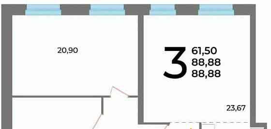 3-комн. квартира, 89.2 м2, 18/34 эт. Уфа