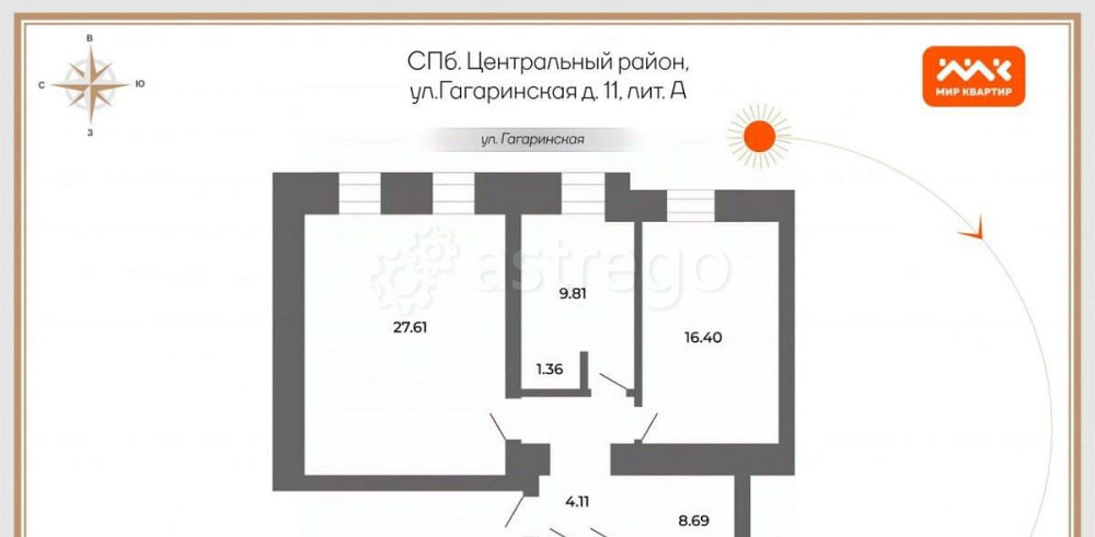 3-комн. квартира, 77.9 м2, 4/4 эт. Санкт-Петербург - изображение 2