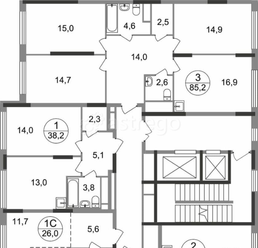 3-комн. квартира, 85.2 м2, 13/17 эт. Москва - изображение 2