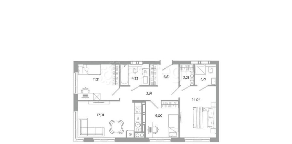 3-комн. квартира, 71.4 м2, 14/25 эт. Астрахань - изображение 1