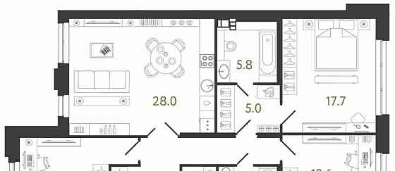 3-комн. квартира, 105.5 м2, 3/8 эт. Санкт-Петербург