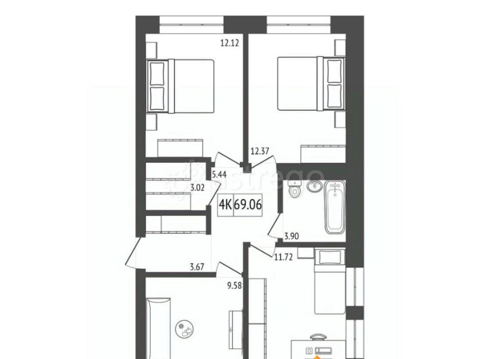 4-комн. квартира, 69.06 м2, 14/17 эт. Красноярск - изображение 1