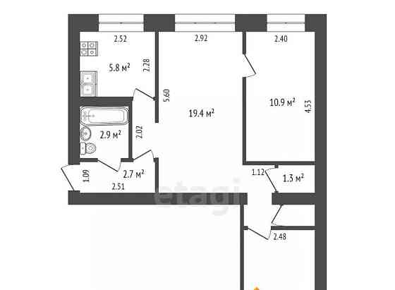 3-комн. квартира, 55.9 м2, 1/4 эт. Серпухов