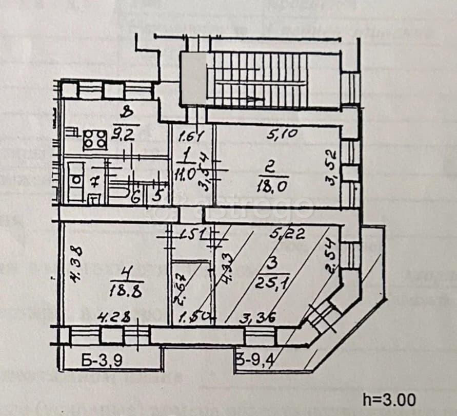 3-комн. квартира, 87.5 м2, 3/4 эт. Санкт-Петербург - изображение 1