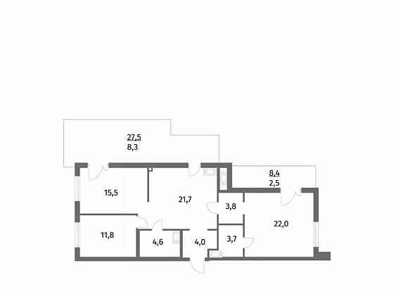 3-комн. квартира, 97.9 м2, 6/6 эт. Санкт-Петербург