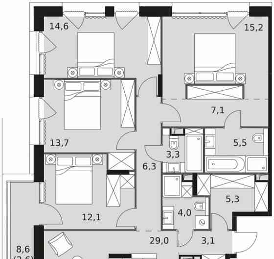 5-комн. квартира, 121.8 м2, 13/17 эт. Москва