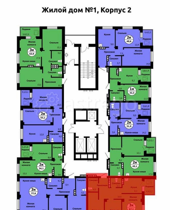 3-комн. квартира, 67.1 м2, 12/24 эт. Красноярск - изображение 3