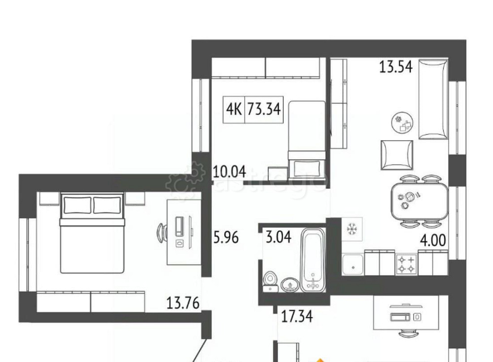4-комн. квартира, 73.92 м2, 5/17 эт. Красноярск - изображение 1