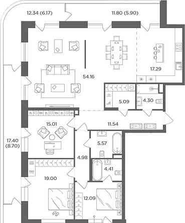 4-комн. квартира, 183.01 м2, 18/20 эт. Москва
