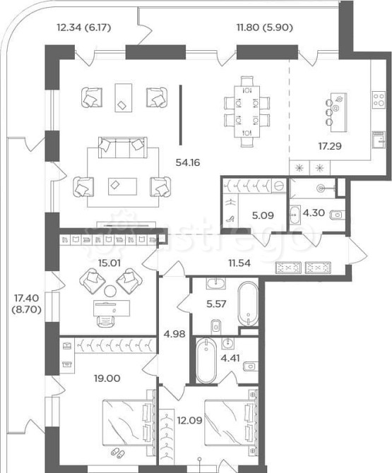 4-комн. квартира, 183.01 м2, 18/20 эт. Москва - изображение 1