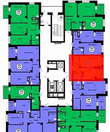 1-комн. квартира, 32.2 м2, 12/26 эт. Красноярск
