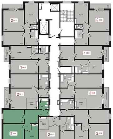 2-комн. квартира, 58.4 м2, 2/17 эт. Красноярск