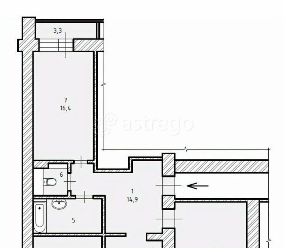 3-комн. квартира, 84 м2, 2/16 эт. Санкт-Петербург - изображение 2