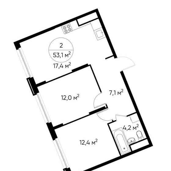 2-комн. квартира, 53 м2, 4/17 эт. Москва