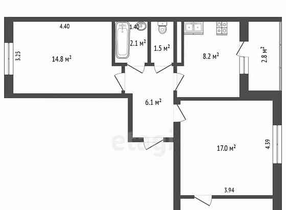 3-комн. квартира, 60.4 м2, 4/12 эт. Стерлитамак