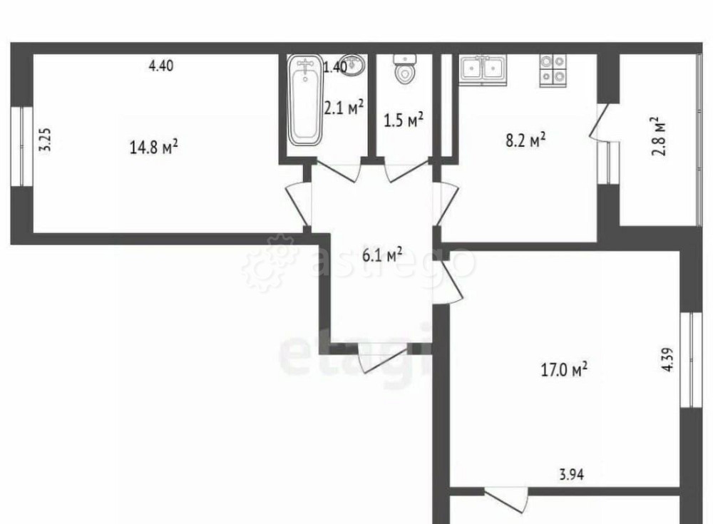 3-комн. квартира, 60.4 м2, 4/12 эт. Стерлитамак - изображение 2
