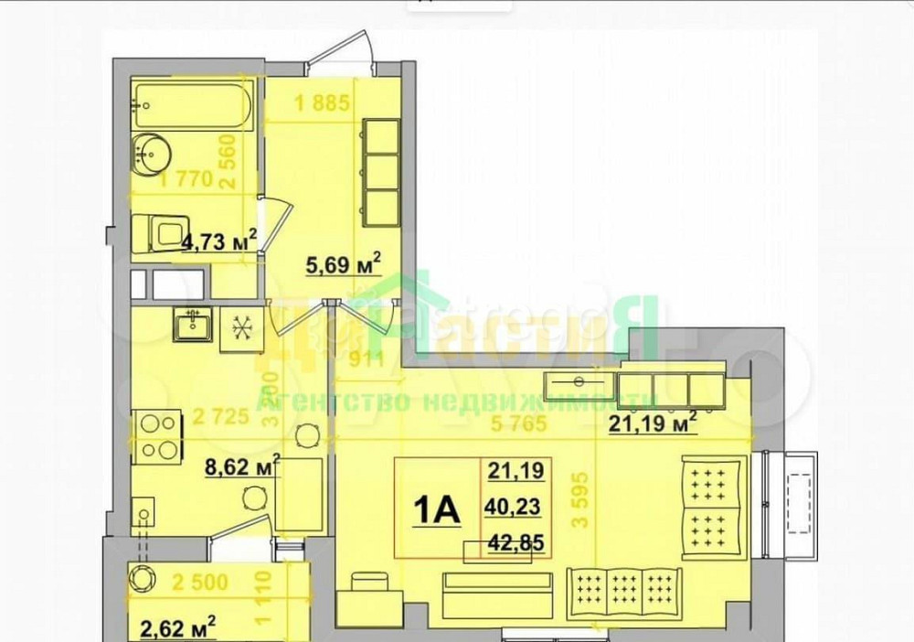 1-комн. квартира, 42 м2, 4/7 эт. Белгород - изображение 4