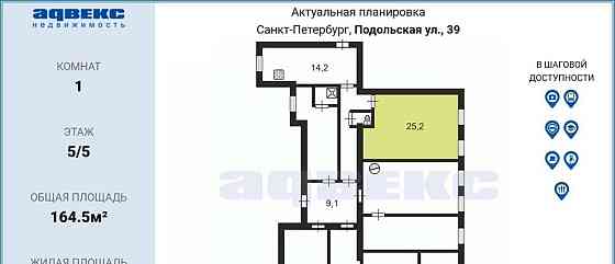 Комната, 25 м2, 5/5 эт. Санкт-Петербург