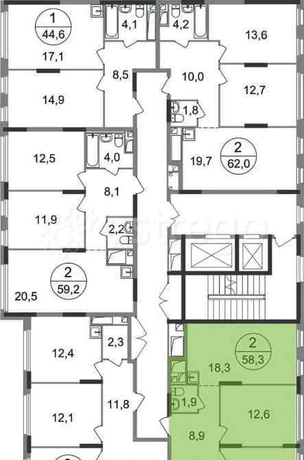 2-комн. квартира, 58 м2, 10/17 эт. Москва - изображение 10