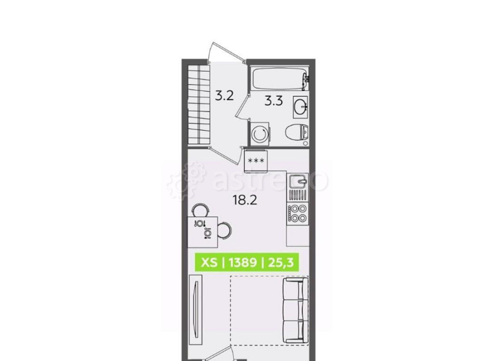 Студия, 25.3 м2, 1/13 эт. Санкт-Петербург - изображение 1