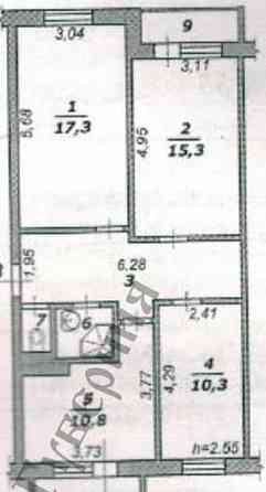 3-комн. квартира, 71.3 м2, 1/5 эт. Дубовое