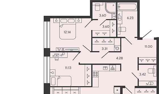 3-комн. квартира, 95.39 м2, 3/18 эт. Санкт-Петербург