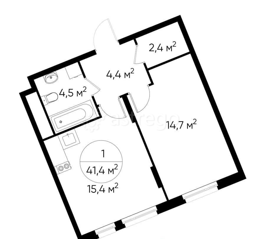 1-комн. квартира, 41 м2, 7/17 эт. Москва - изображение 1