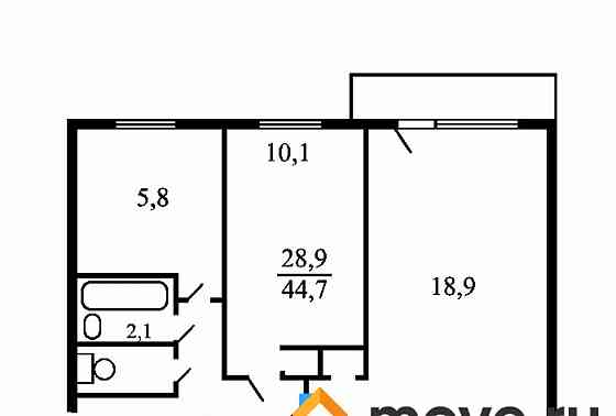 2-комн. квартира, 45 м2, 2/5 эт. Москва