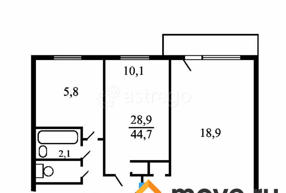 2-комн. квартира, 45 м2, 2/5 эт. Москва - изображение 3
