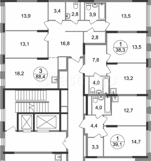 3-комн. квартира, 84.4 м2, 2/17 эт. Москва - изображение 5