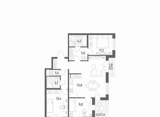 3-комн. квартира, 90.8 м2, 12/12 эт. Санкт-Петербург