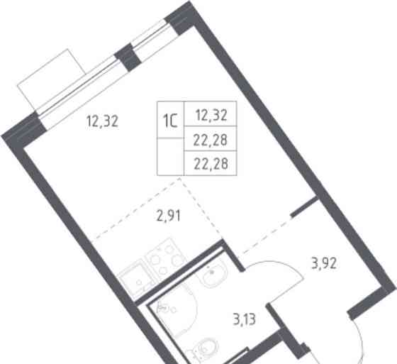 Студия, 22.28 м2, 3/13 эт. Москва