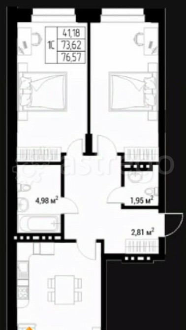 Студия, 76.57 м2, 2/9 эт. Горно-Алтайск - изображение 1