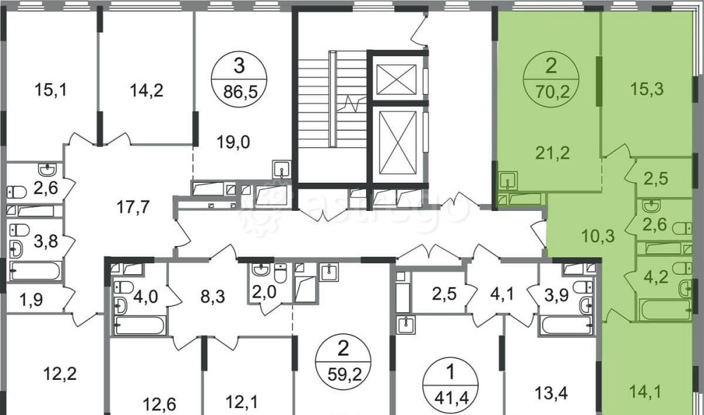 2-комн. квартира, 70 м2, 16/17 эт. Москва - изображение 9