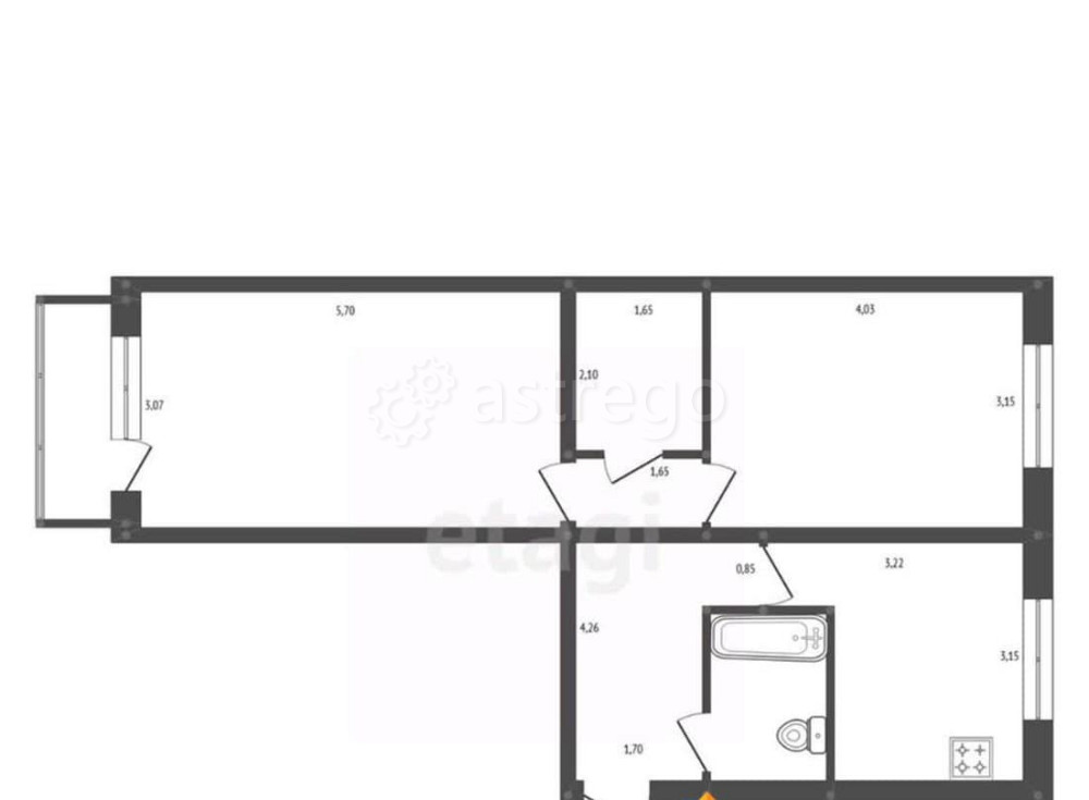 2-комн. квартира, 52.7 м2, 5/5 эт. Белогорск - изображение 2