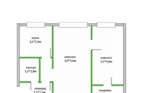 2-комн. квартира, 44.2 м2, 1/5 эт. Воскресенск