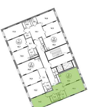 2-комн. квартира, 65 м2, 11/17 эт. Москва