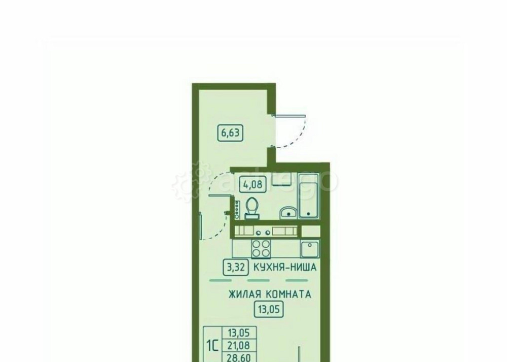 Студия, 28.6 м2, 13/23 эт. Красноярск - изображение 7