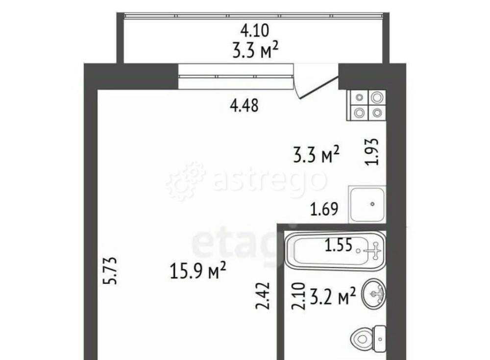 Студия, 27 м2, 7/10 эт. Стерлитамак - изображение 2