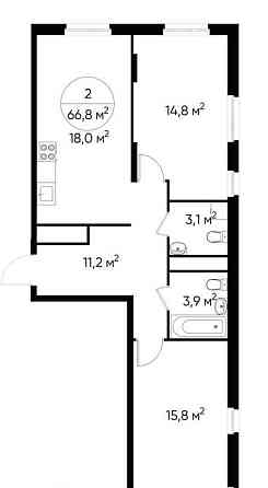 2-комн. квартира, 66 м2, 16/17 эт. Москва