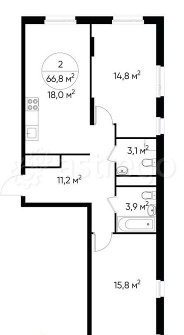 2-комн. квартира, 66 м2, 16/17 эт. Москва - изображение 1