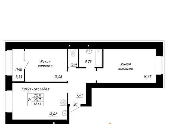 2-комн. квартира, 62.44 м2, 7/14 эт. Стерлитамак