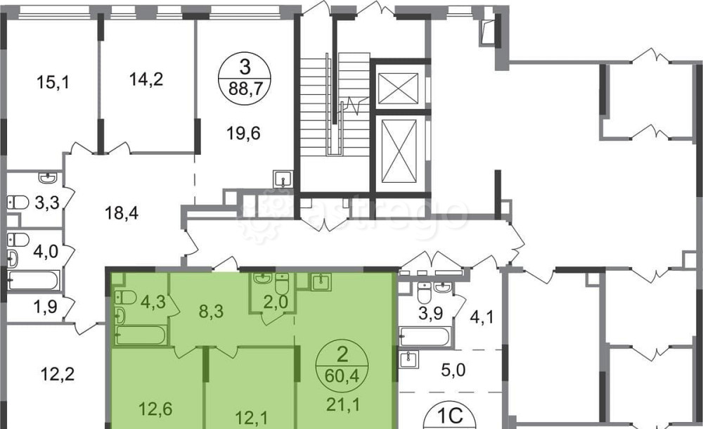 2-комн. квартира, 60 м2, 1/17 эт. Москва - изображение 9