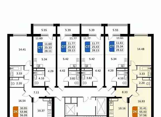 2-комн. квартира, 57.56 м2, 4/17 эт. Домодедово