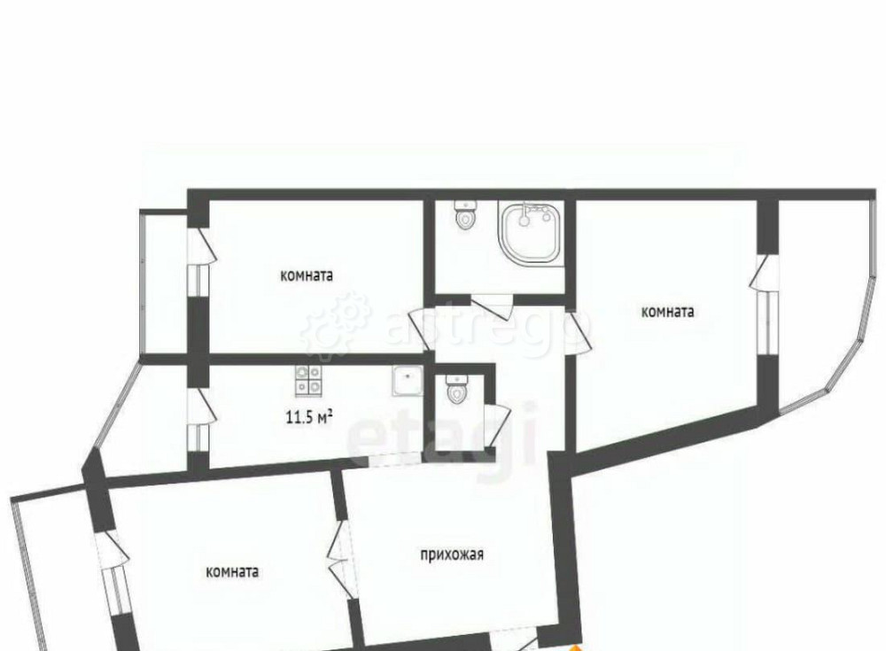 3-комн. квартира, 89.9 м2, 5/14 эт. Архангельск - изображение 5