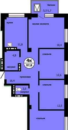 4-комн. квартира, 97.8 м2, 5/19 эт. Красноярск
