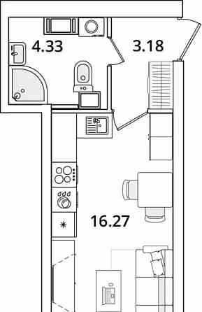 Студия, 25.1 м2, 12/22 эт. Санкт-Петербург